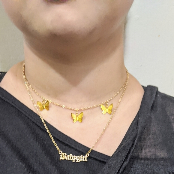Babygirl Butterfly Layered Necklace - Picture 2 of 3